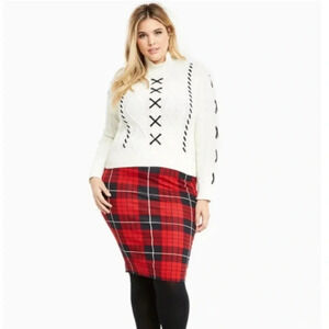 Red Plaid Pencil Skirt - Classic Women's Holiday Style